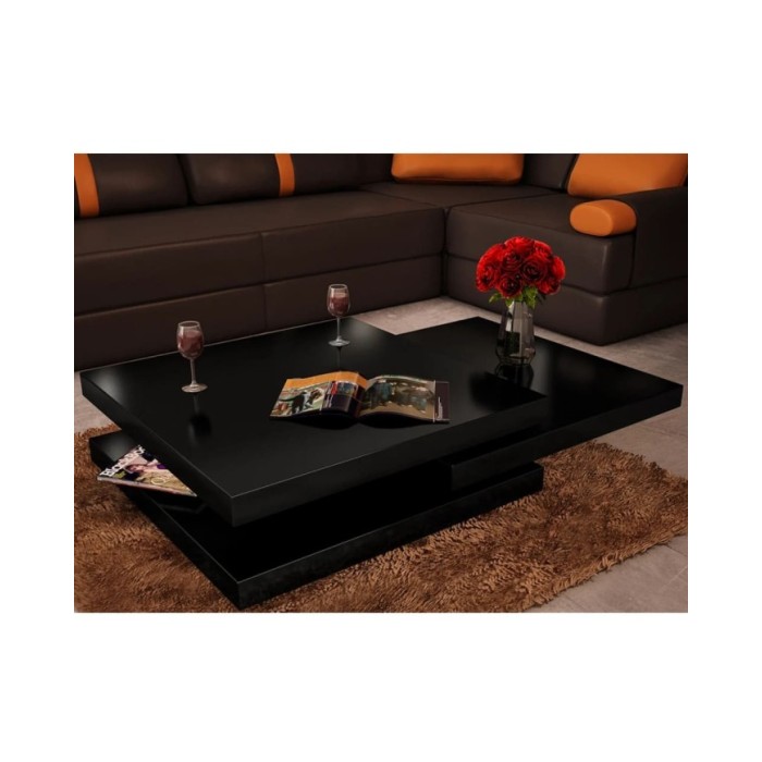 Table basse 3 étagères Noir brillant 