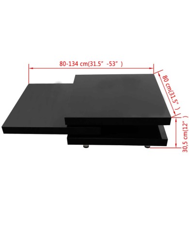 Table basse 3 étagères Noir brillant 