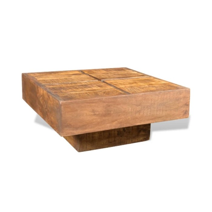 Table basse carrée Marron Bois massif de manguier 
