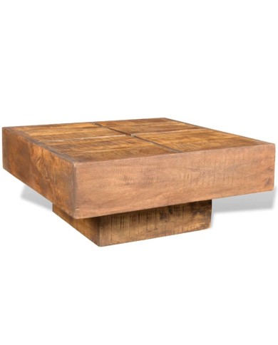 Table basse carrée Marron Bois massif de manguier 