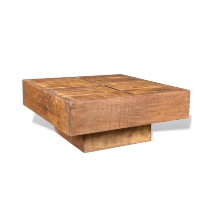 Table basse carrée Marron Bois massif de manguier 