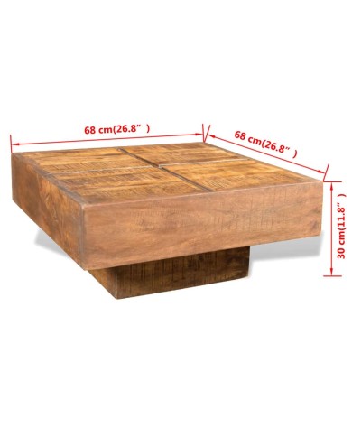 Table basse carrée Marron Bois massif de manguier 