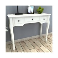 Table de console et coiffeuse avec 3 tiroirs Blanc 