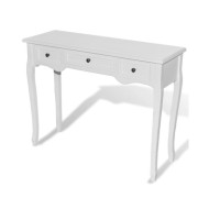 Table de console et coiffeuse avec 3 tiroirs Blanc 