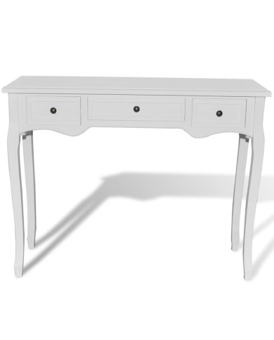 Table de console et coiffeuse avec 3 tiroirs Blanc 