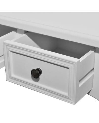 Table de console et coiffeuse avec 3 tiroirs Blanc 