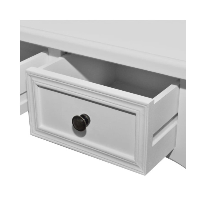 Table de console et coiffeuse avec 3 tiroirs Blanc 