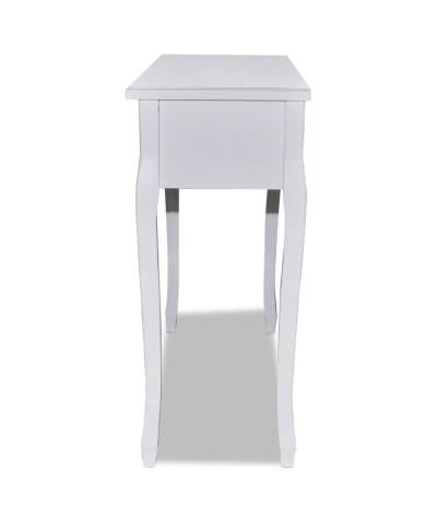 Table de console et coiffeuse avec 3 tiroirs Blanc 