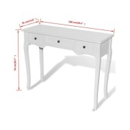 Table de console et coiffeuse avec 3 tiroirs Blanc 
