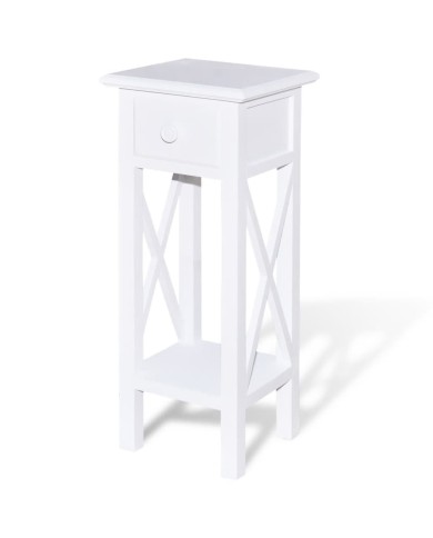 Table d'appoint avec tiroir Blanc 