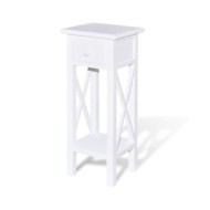 Table d'appoint avec tiroir Blanc 