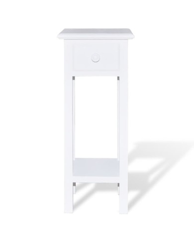 Table d'appoint avec tiroir Blanc 