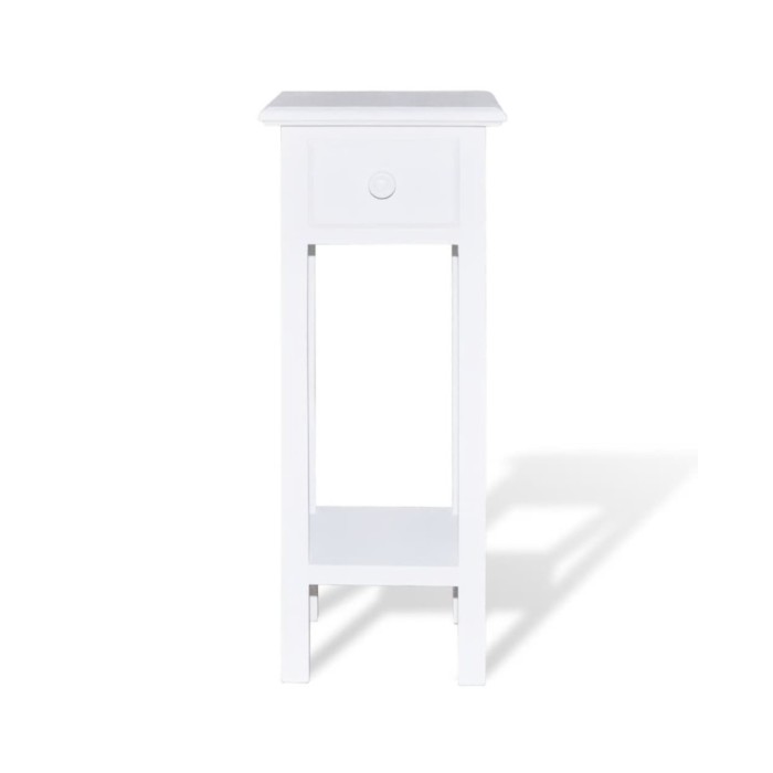 Table d'appoint avec tiroir Blanc 
