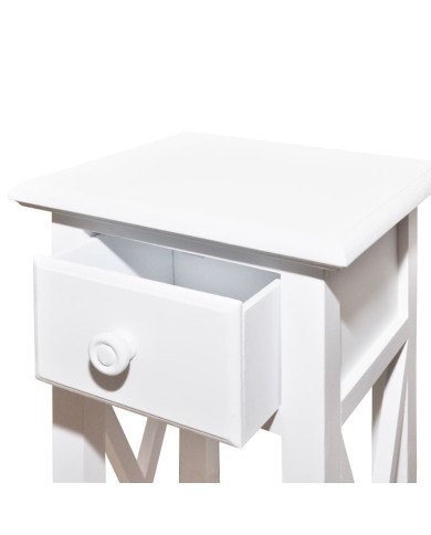 Table d'appoint avec tiroir Blanc 