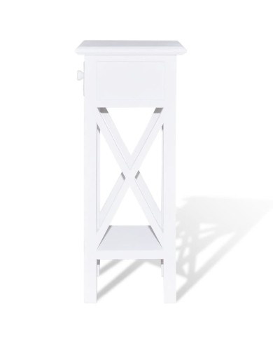 Table d'appoint avec tiroir Blanc 