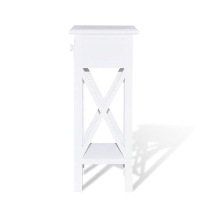 Table d'appoint avec tiroir Blanc 