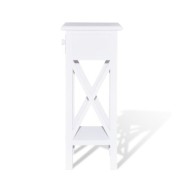 Table d'appoint avec tiroir Blanc 