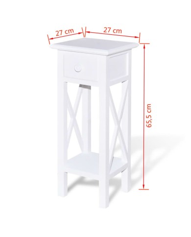 Table d'appoint avec tiroir Blanc 