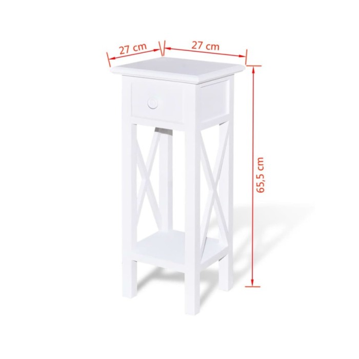 Table d'appoint avec tiroir Blanc 