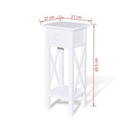 Table d'appoint avec tiroir Blanc 