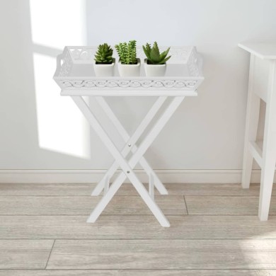 Table d'appoint avec plateau Blanc 