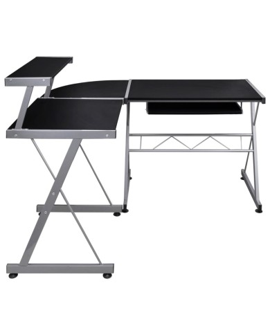 Bureau d'ordinateur d'angle Noir 132x112x99cm Bois d'ingénierie