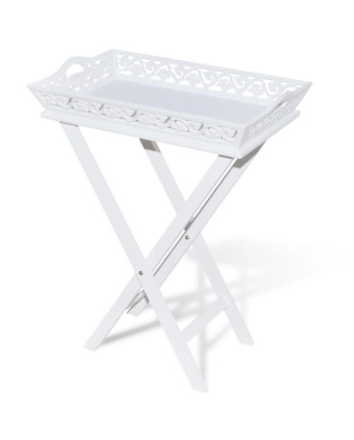 Table d'appoint avec plateau Blanc 
