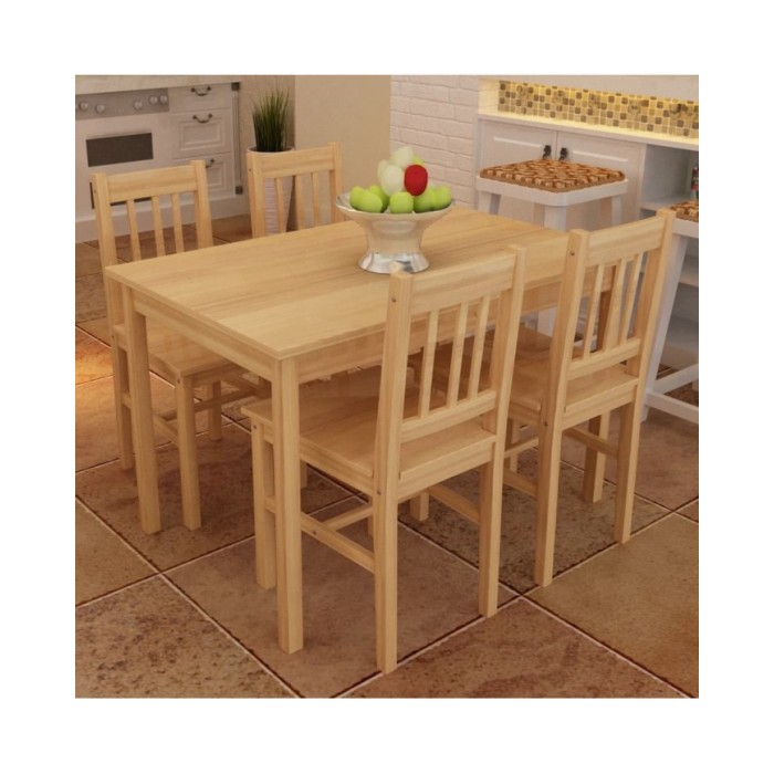Table de salle à manger en bois avec 4 chaises Naturel