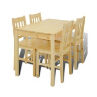 Table de salle à manger en bois avec 4 chaises Naturel