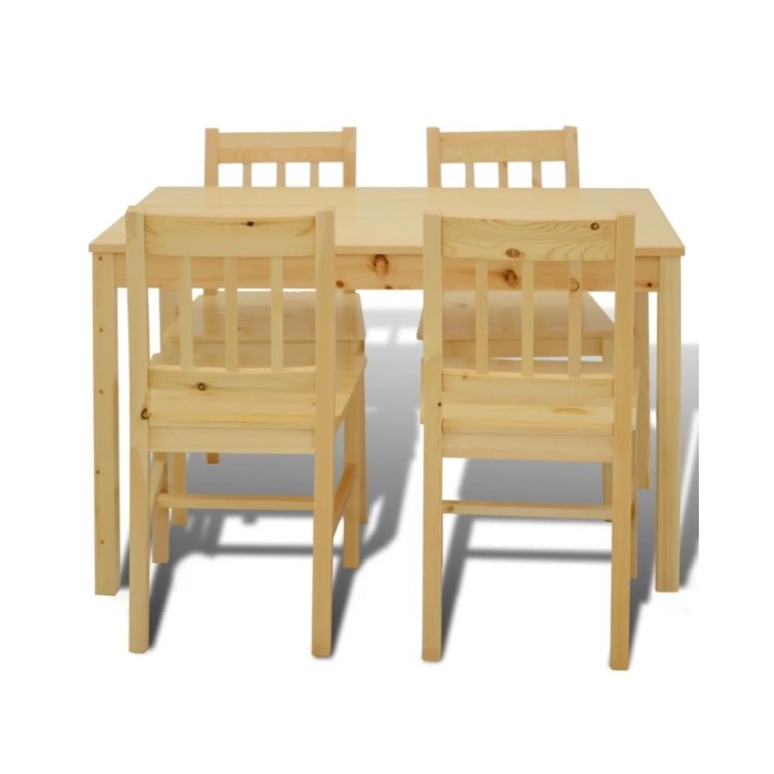 Table de salle à manger en bois avec 4 chaises Naturel