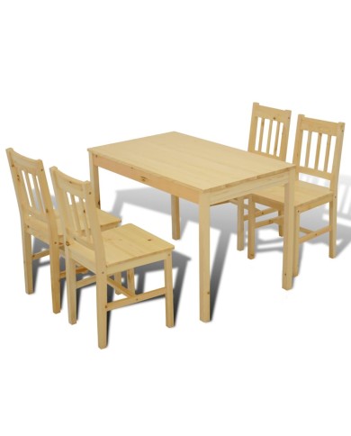 Table de salle à manger en bois avec 4 chaises Naturel