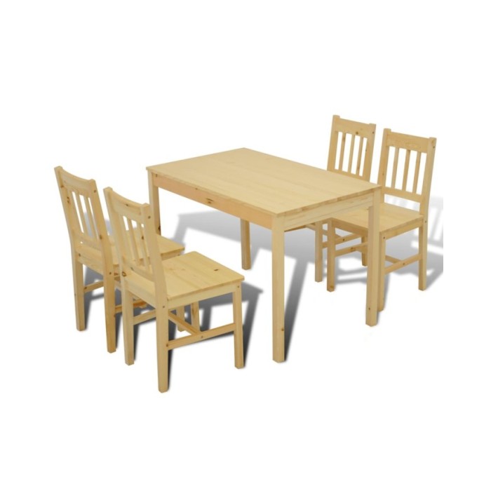 Table de salle à manger en bois avec 4 chaises Naturel