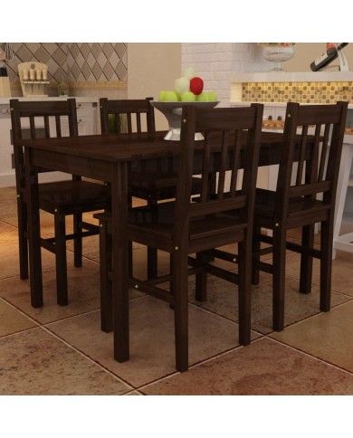 Table de salle à manger avec 4 chaises Marron