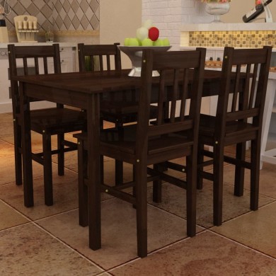 Table de salle à manger avec 4 chaises Marron