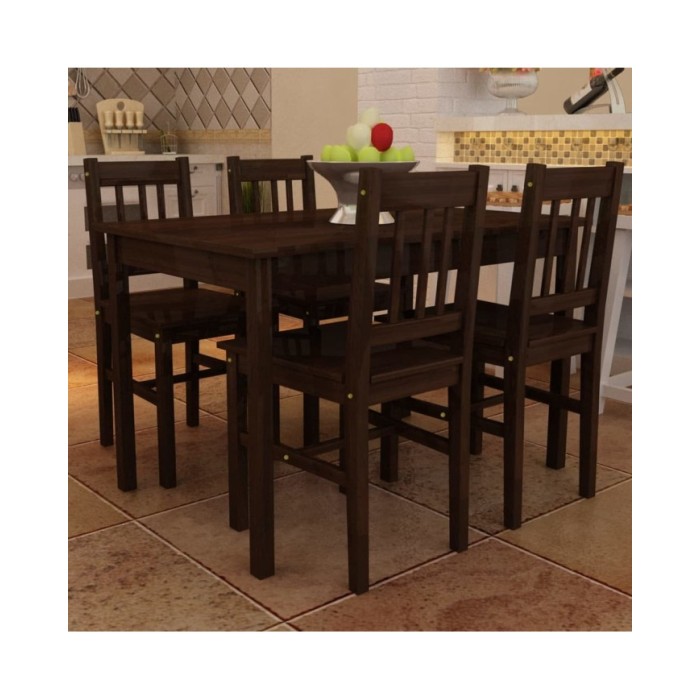 Table de salle à manger avec 4 chaises Marron