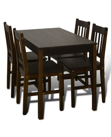 Table de salle à manger avec 4 chaises Marron