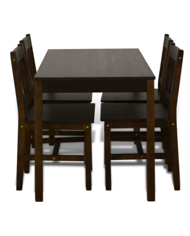 Table de salle à manger avec 4 chaises Marron