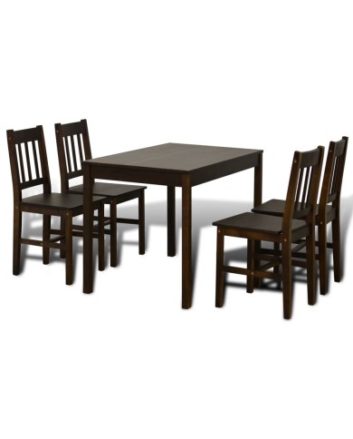Table de salle à manger avec 4 chaises Marron