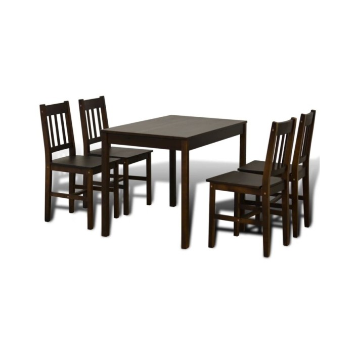 Table de salle à manger avec 4 chaises Marron