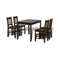 Table de salle à manger avec 4 chaises Marron