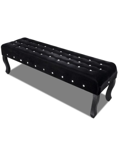 Banc noir Tissu velours avec boutons en cristal 