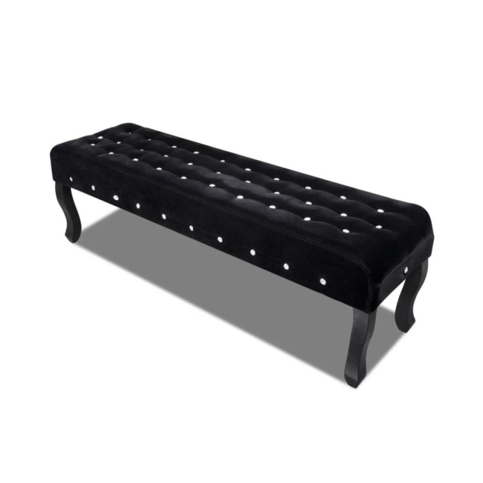 Banc noir Tissu velours avec boutons en cristal 