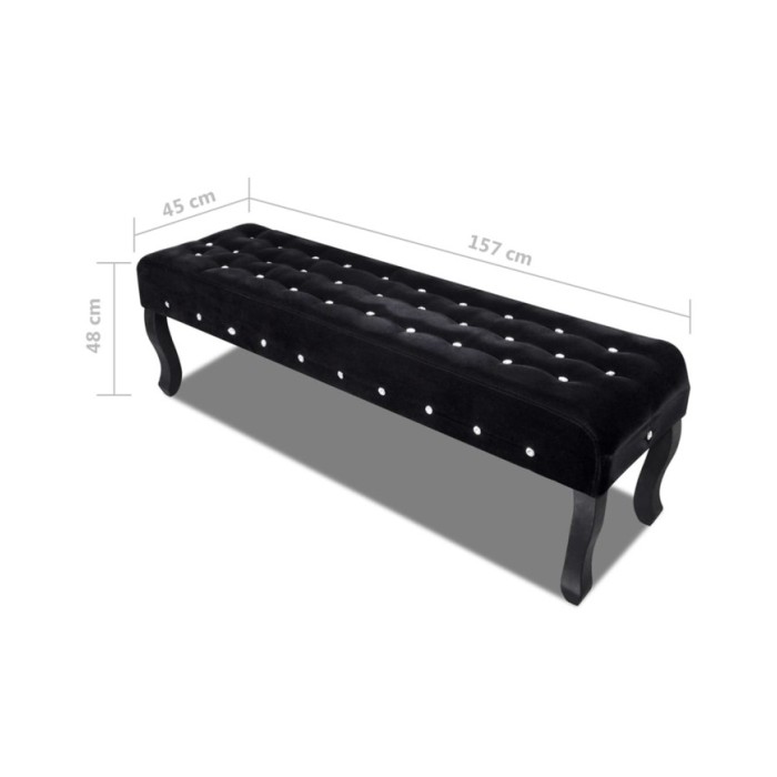 Banc noir Tissu velours avec boutons en cristal 