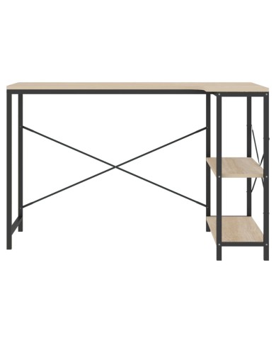 Bureau d'ordinateur Noir et chêne 110x72x70 cm Aggloméré
