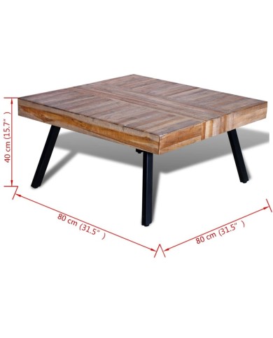 Table basse carrée Bois de teck de récupération 