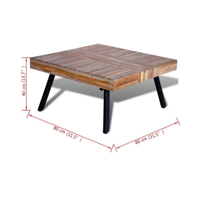 Table basse carrée Bois de teck de récupération 