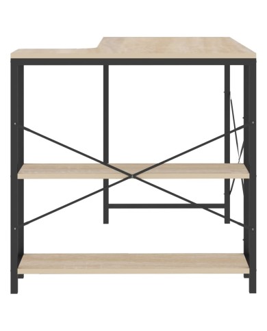 Bureau d'ordinateur Noir et chêne 110x72x70 cm Aggloméré