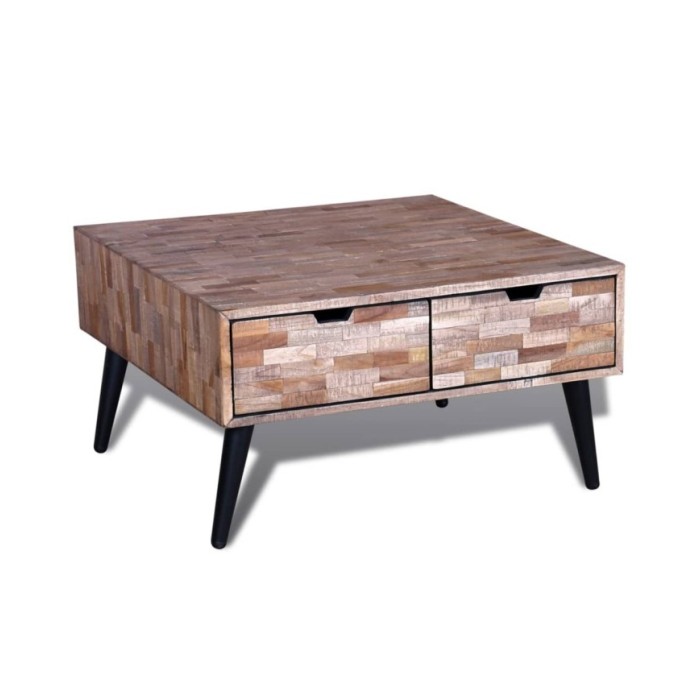 Table basse avec 4 tiroirs Bois de teck recyclé 