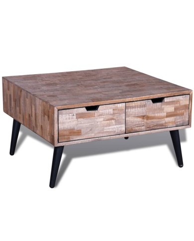 Table basse avec 4 tiroirs Bois de teck recyclé 