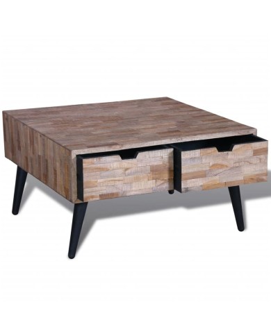 Table basse avec 4 tiroirs Bois de teck recyclé 